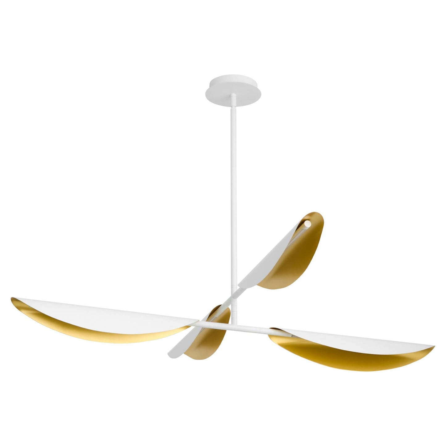 Pivot Four Light Chandelier - White/Aged Brass