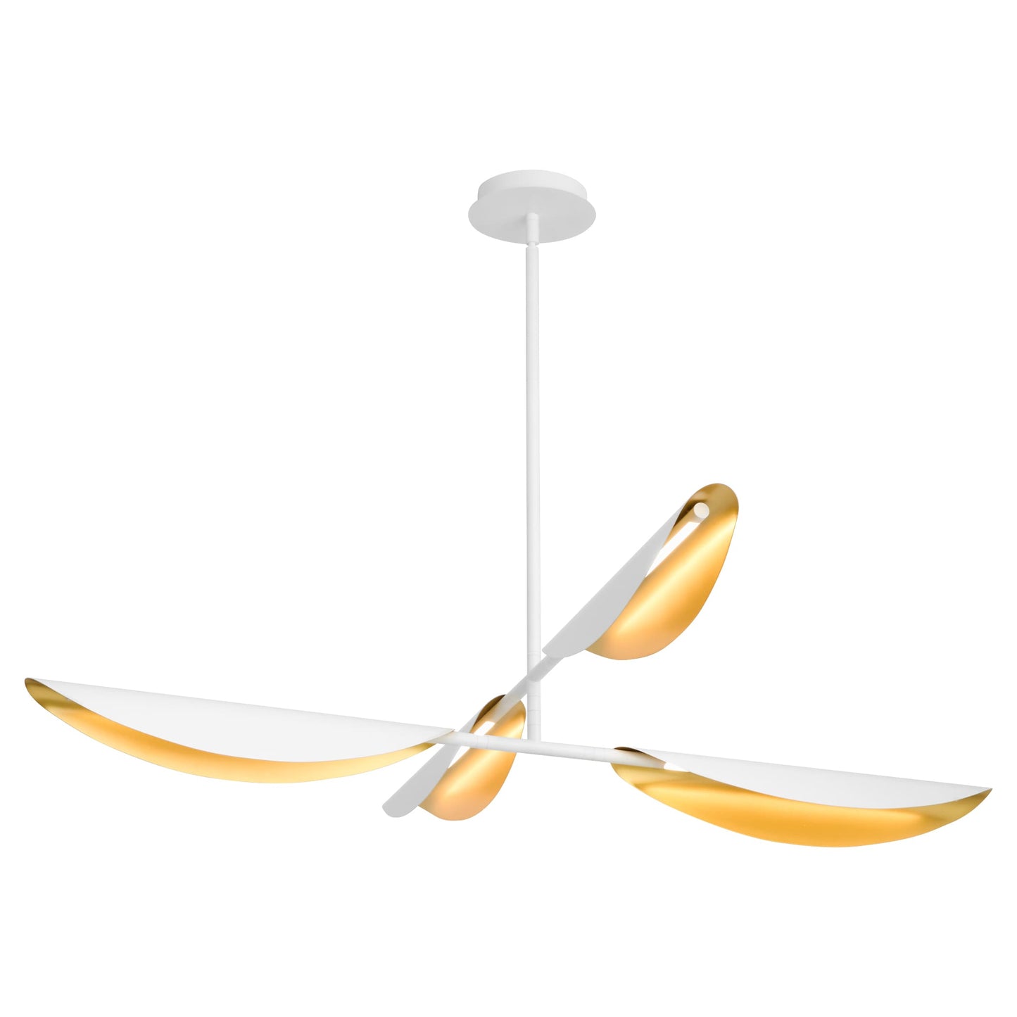 Pivot Four Light Chandelier - White/Aged Brass