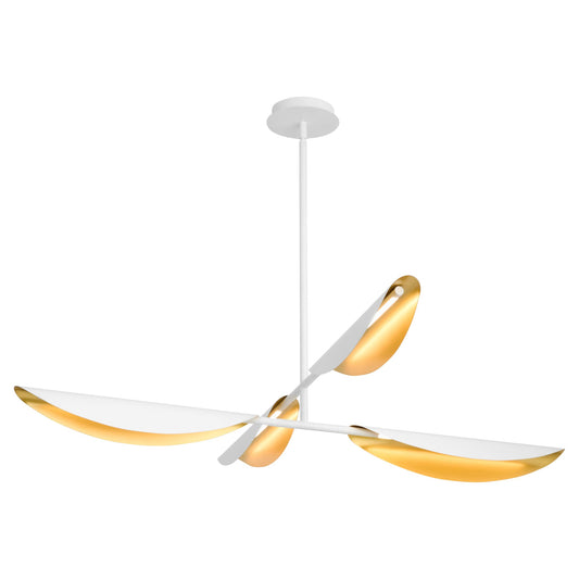 Pivot Four Light Chandelier - White/Aged Brass