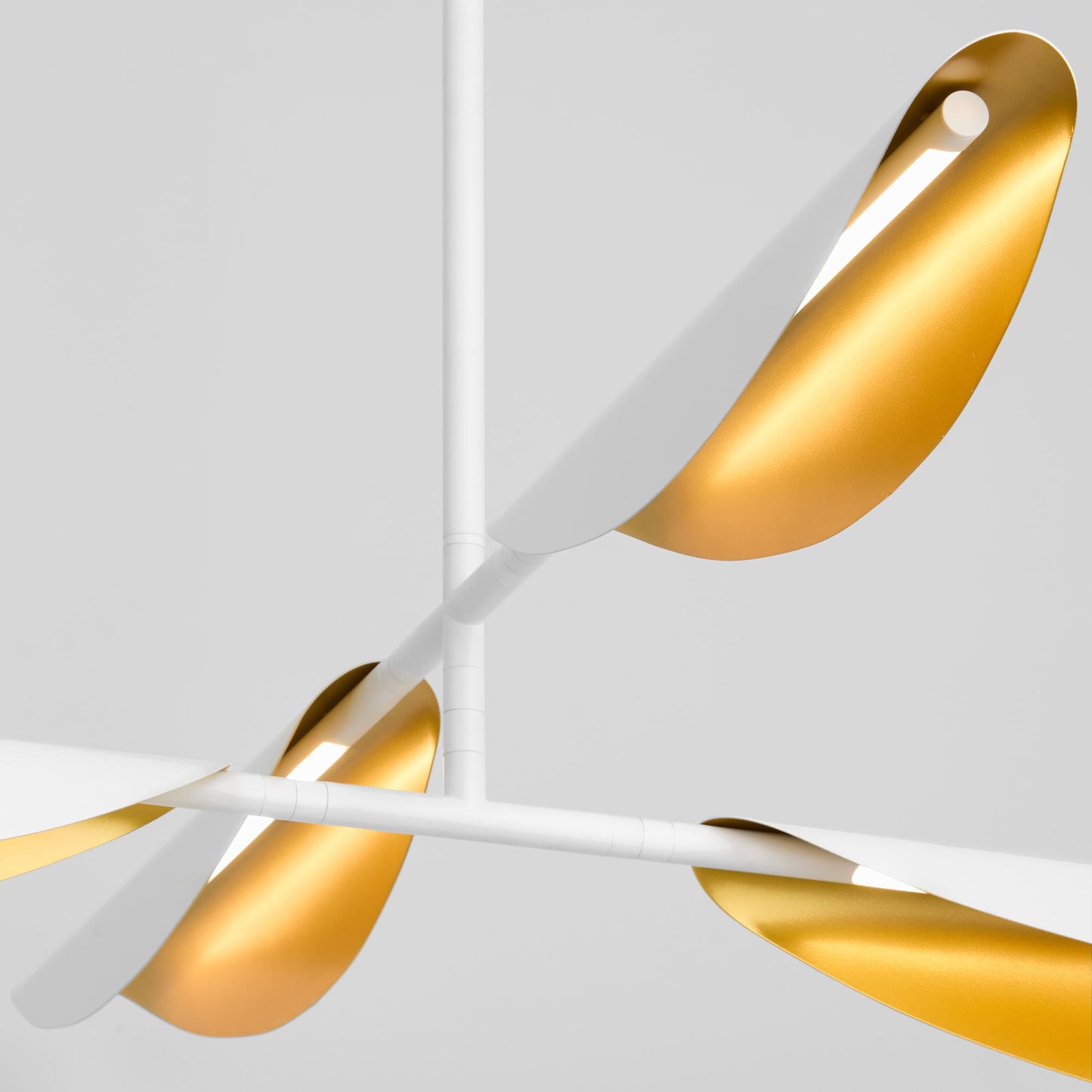 Pivot Four Light Chandelier - White/Aged Brass