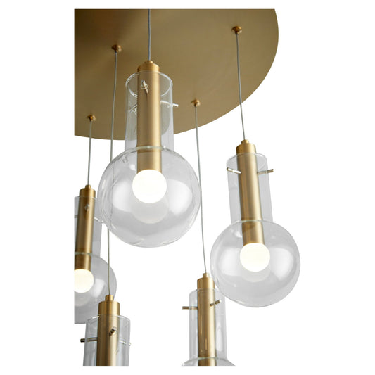 Primo Seven Light Pendant - Aged Brass