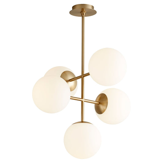 Nebula 8" Five Light Pendant - Aged Brass
