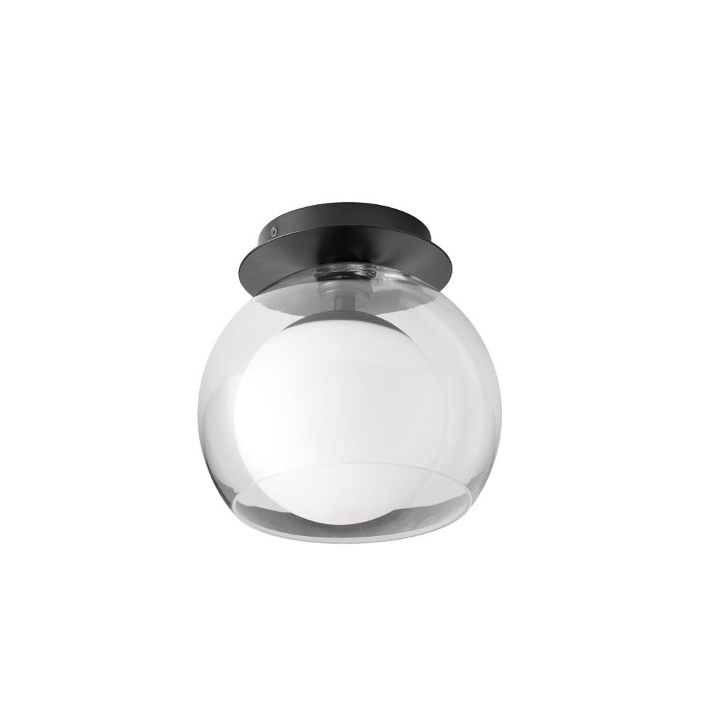 9" Clear with Opal Ceiling Mount Matte Black