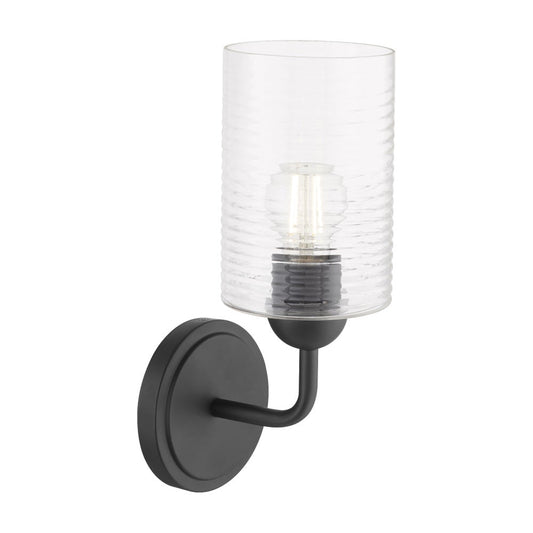 Charlotte 1 Light Wall Mount - Matte Black - Ribbed Glass
