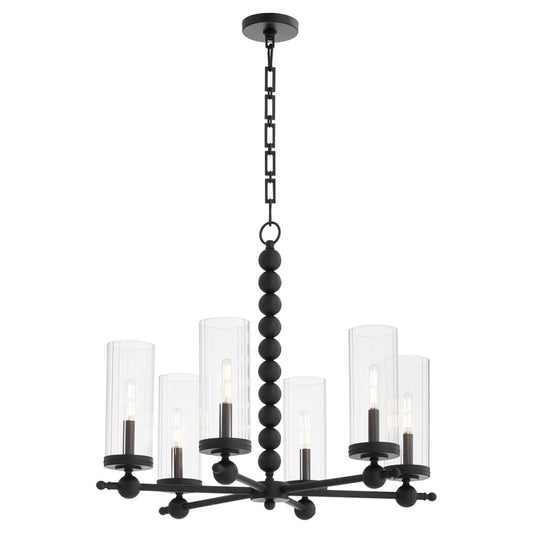 Lee Boulevard 6 Light Glass Chandelier - Matte Black