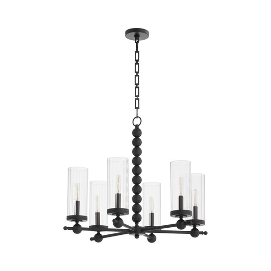Lee Boulevard 6 Light Glass Chandelier - Matte Black