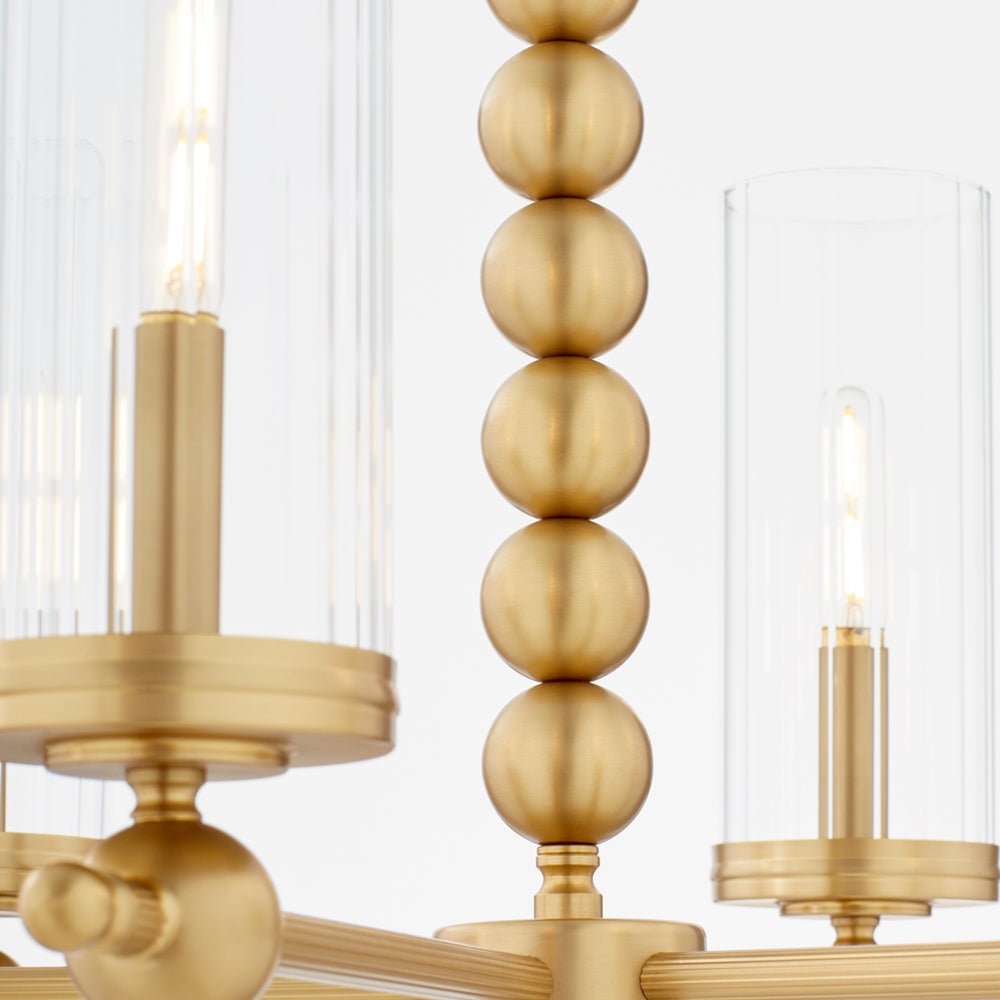 Lee Boulevard 6 Light Glass Chandelier - Aged Brass