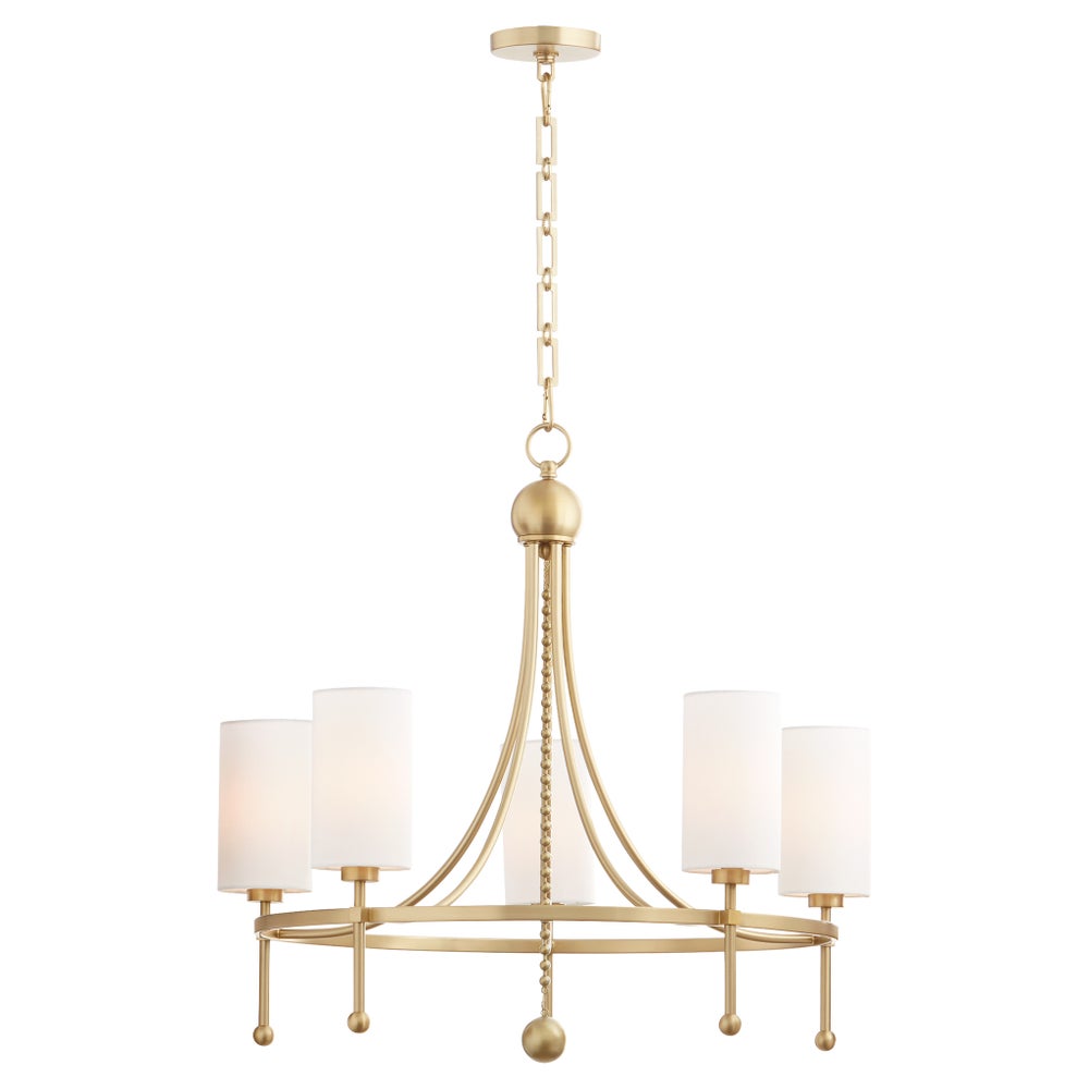 Lee Boulevard 5 Light Bead Chandelier - Aged Brass