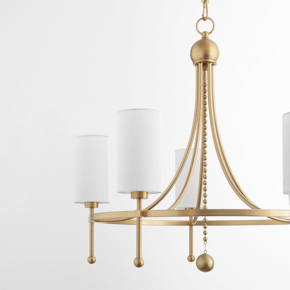 Lee Boulevard 5 Light Bead Chandelier - Aged Brass