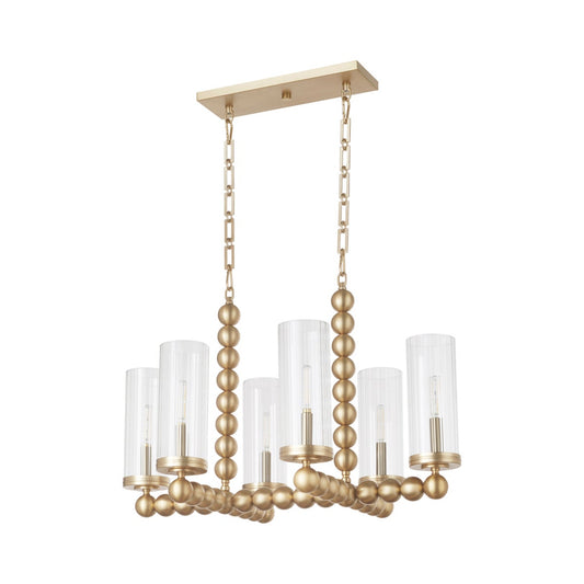 Lee Boulevard 6 Light Linear - Aged Brass