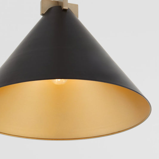 Jackson Cone Pendant - Matte Black/Aged Brass