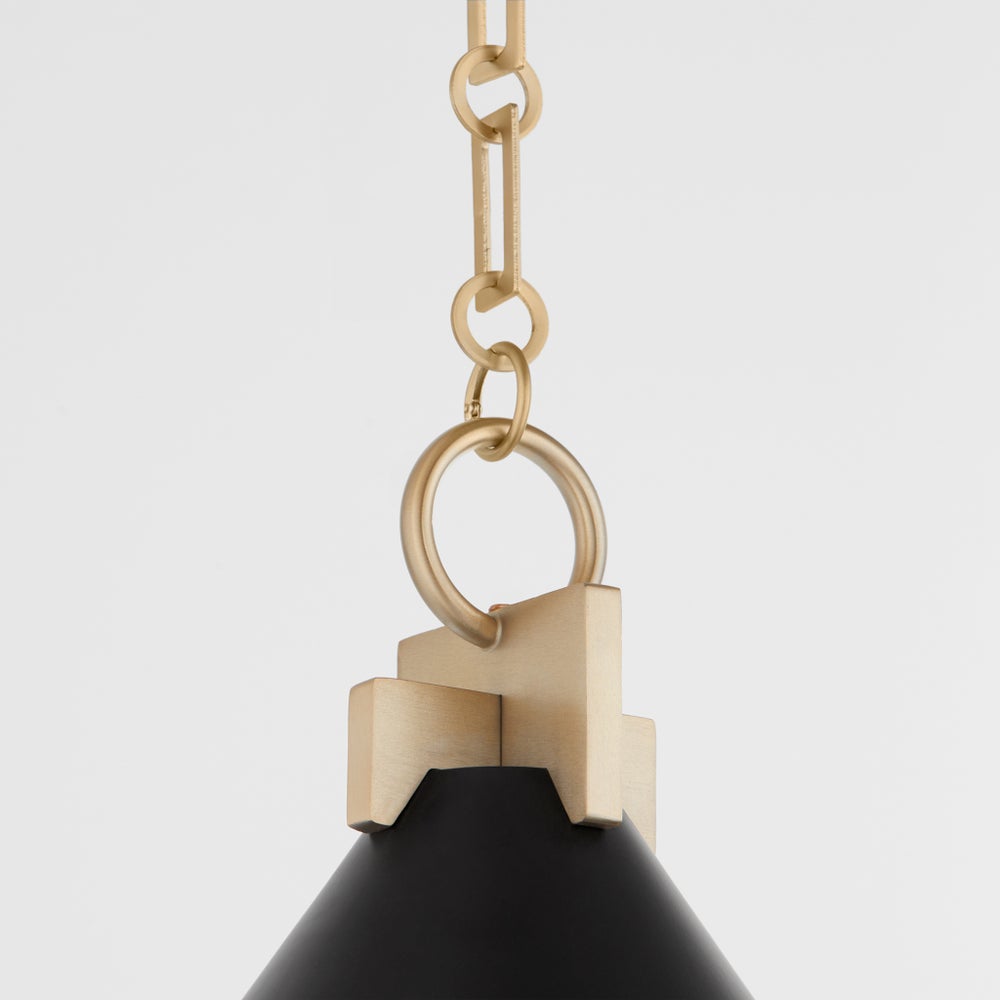 Jackson Cone Pendant - Matte Black/Aged Brass