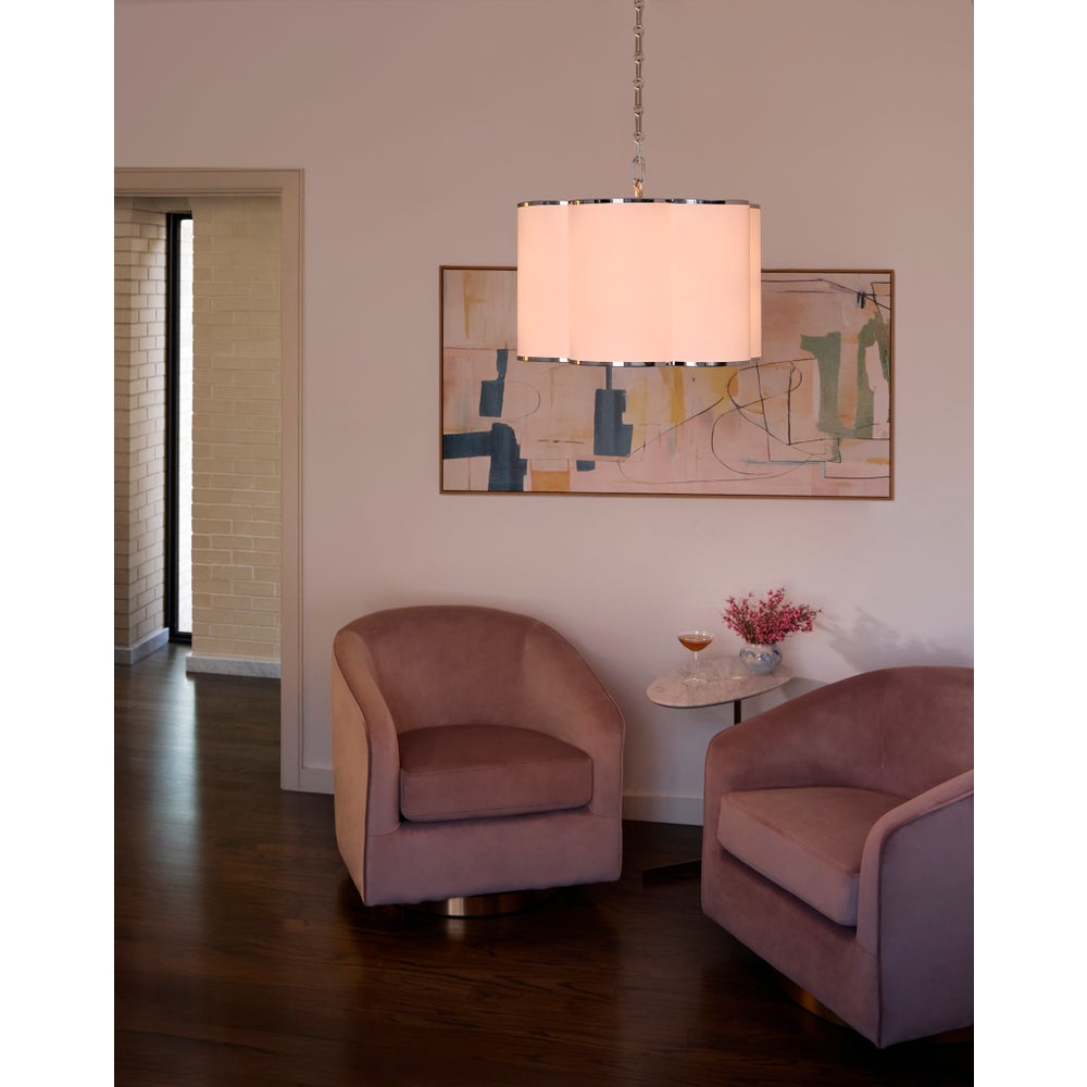BELINDER 4-Light Fabric Pendant - Chrome