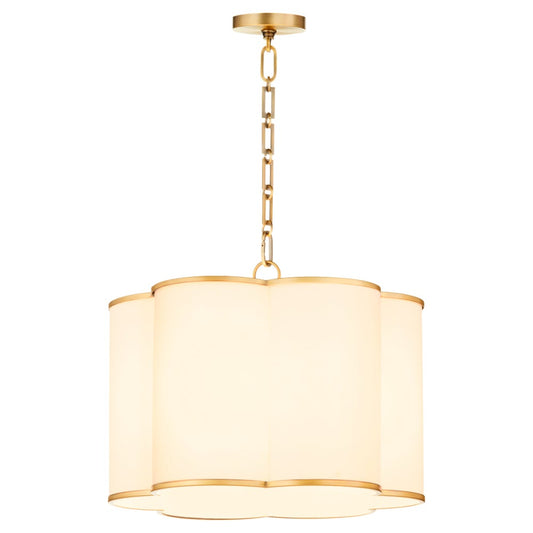 Belinder 4 Light Fabric Pendant - Aged Brass