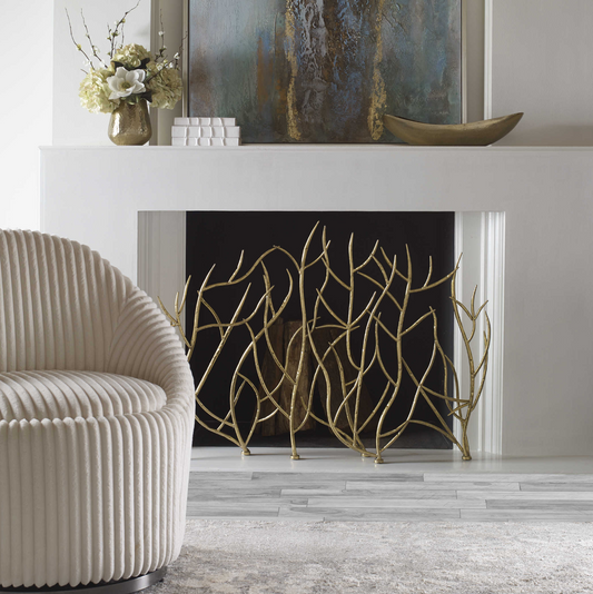 Gold Branches Decorative Fireplace Screen