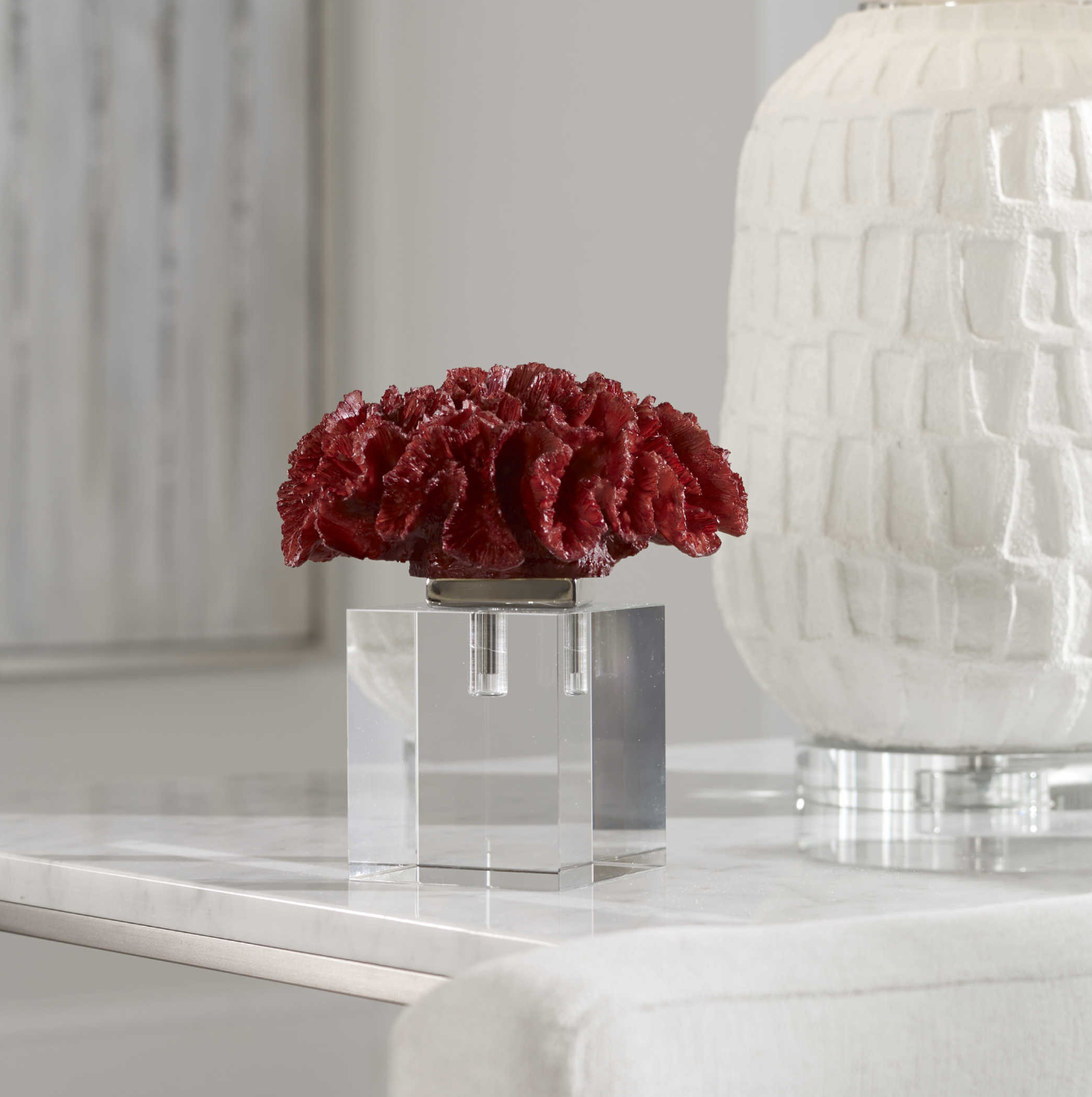 Red Coral Cluster Sculpture