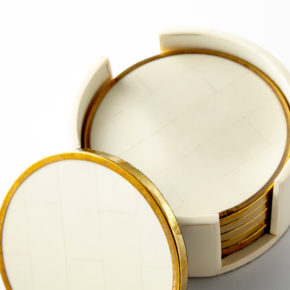 Gatsby Coasters - Brass And White