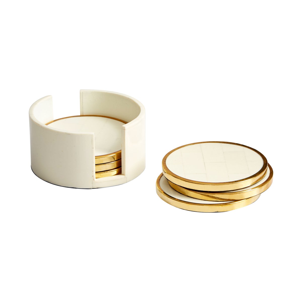 Gatsby Coasters - Brass And White