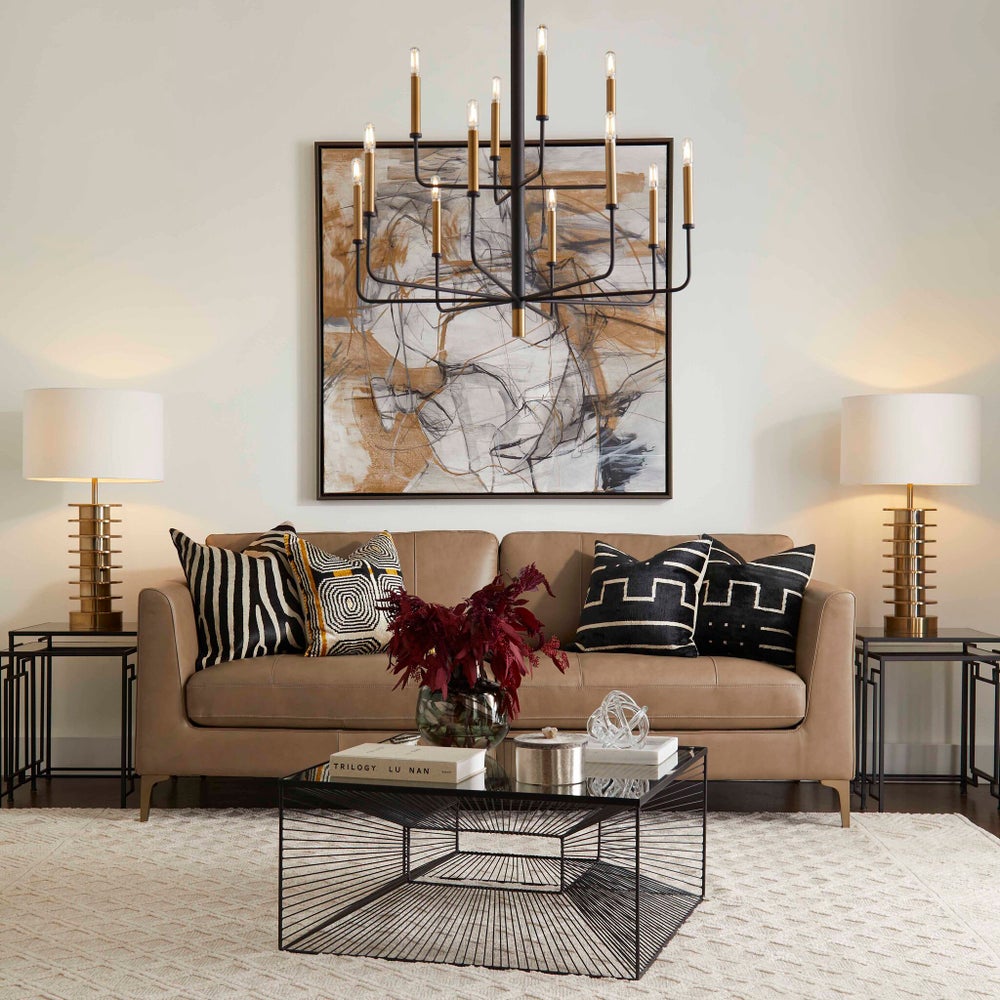 Large Apollo Chandelier - Noir & Aged Brass