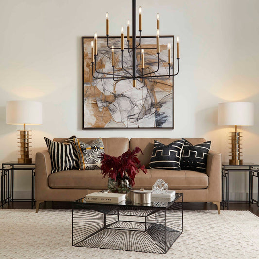 Large Apollo Chandelier - Noir & Aged Brass