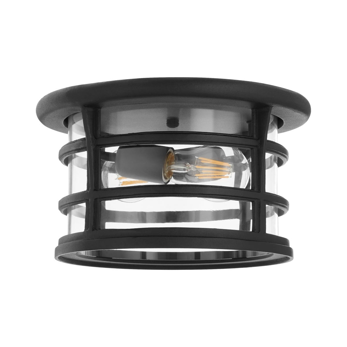 Haley 7" 2-Light Black Outdoor Ceiling Mount | Coastal Grade