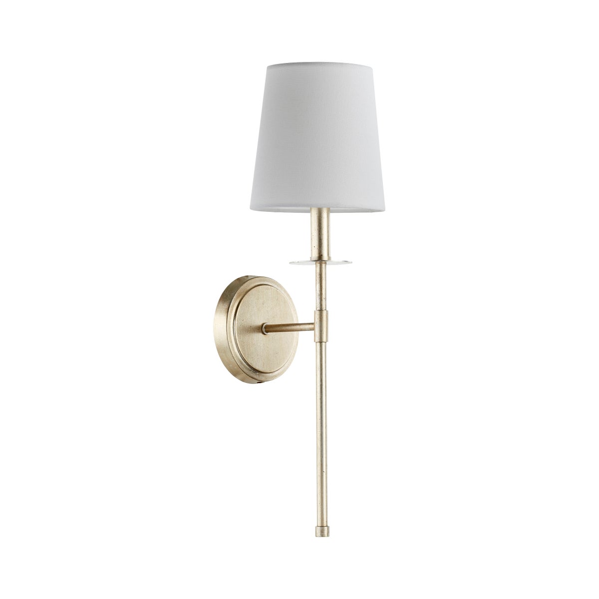 Adjustable 1-Light Linen Shade Aged Silver Leaf Sconce