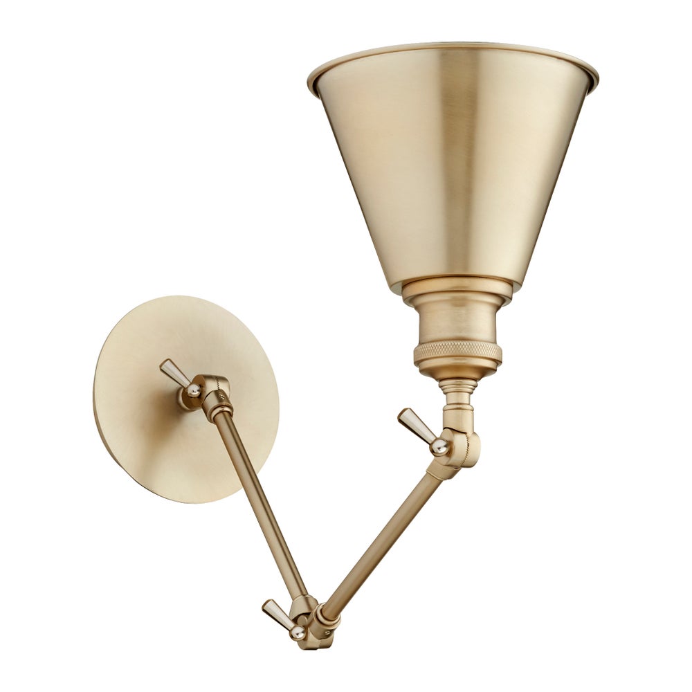 1 Light Mid Century Modern Aged Brass Wall Sconce