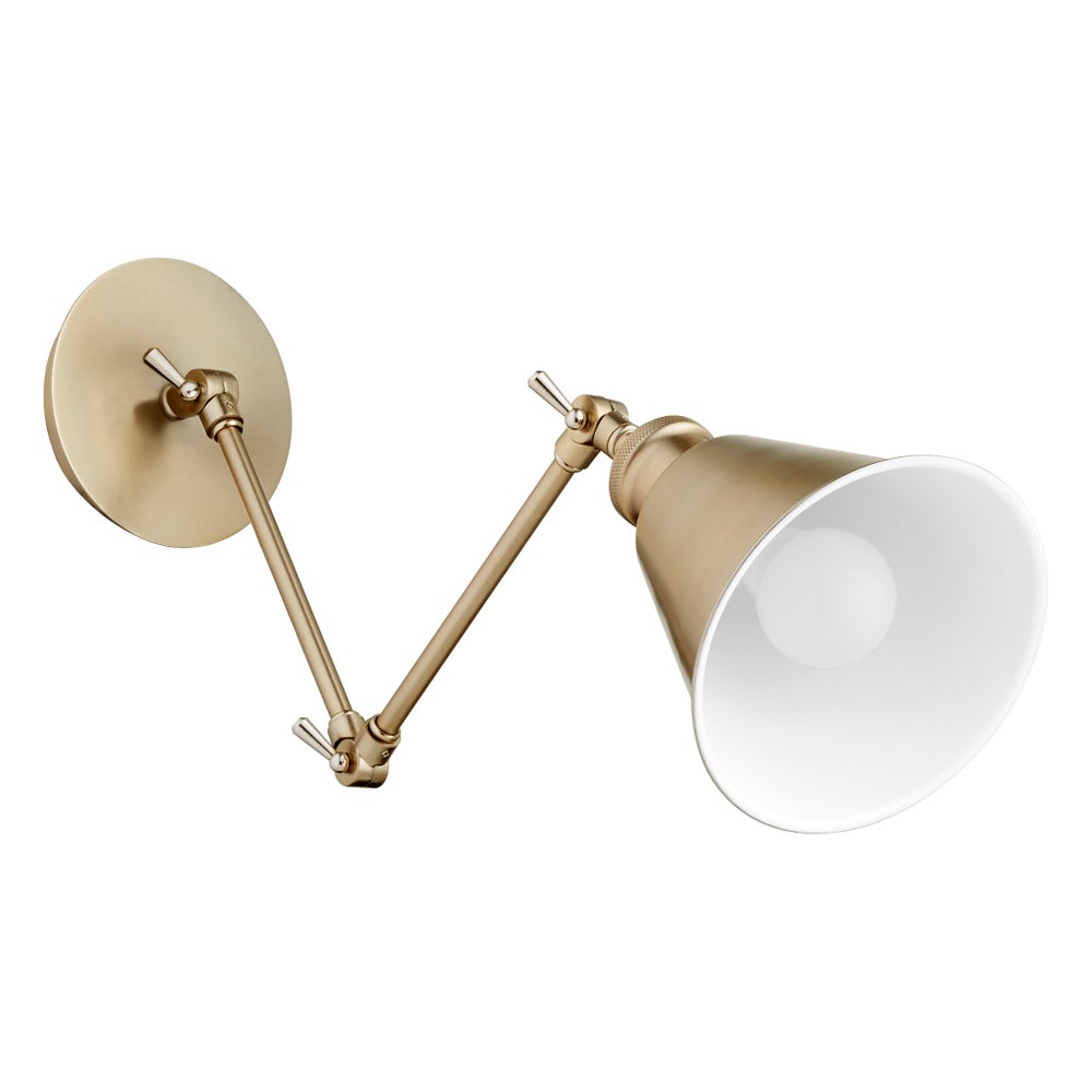 1 Light Mid Century Modern Aged Brass Wall Sconce