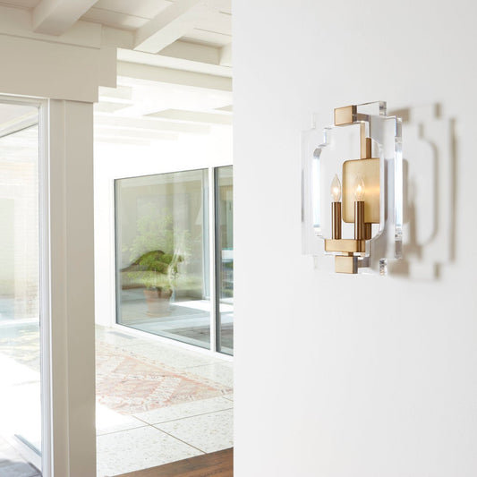 Broadway 2 Light Modern and Contemporary Aged Brass Wall Sconce