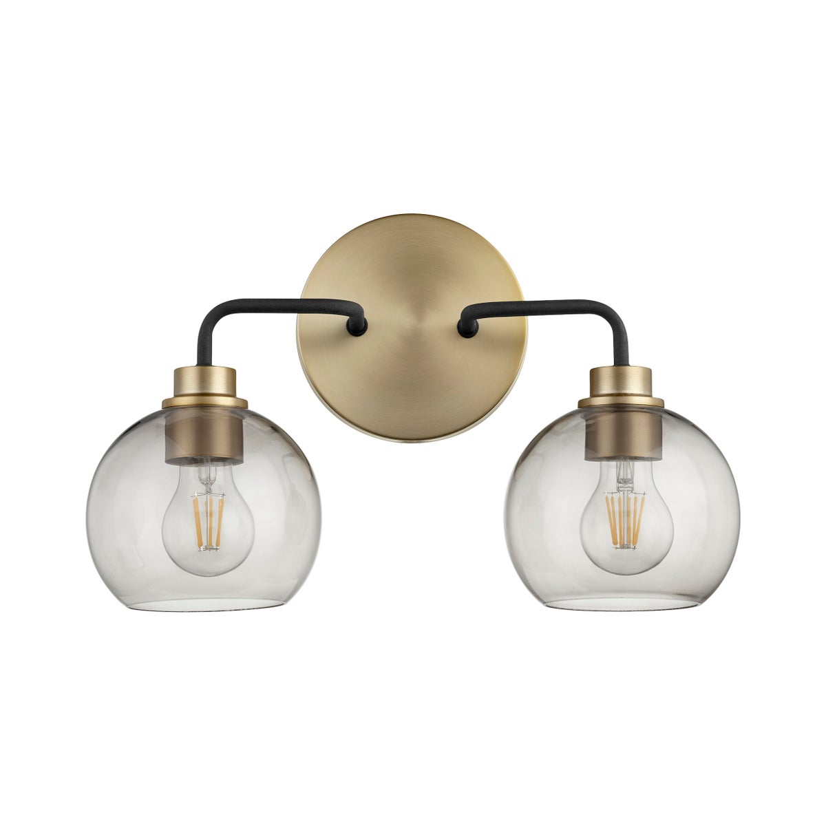 Clarion 2-Light Black/Aged Brass Vanity