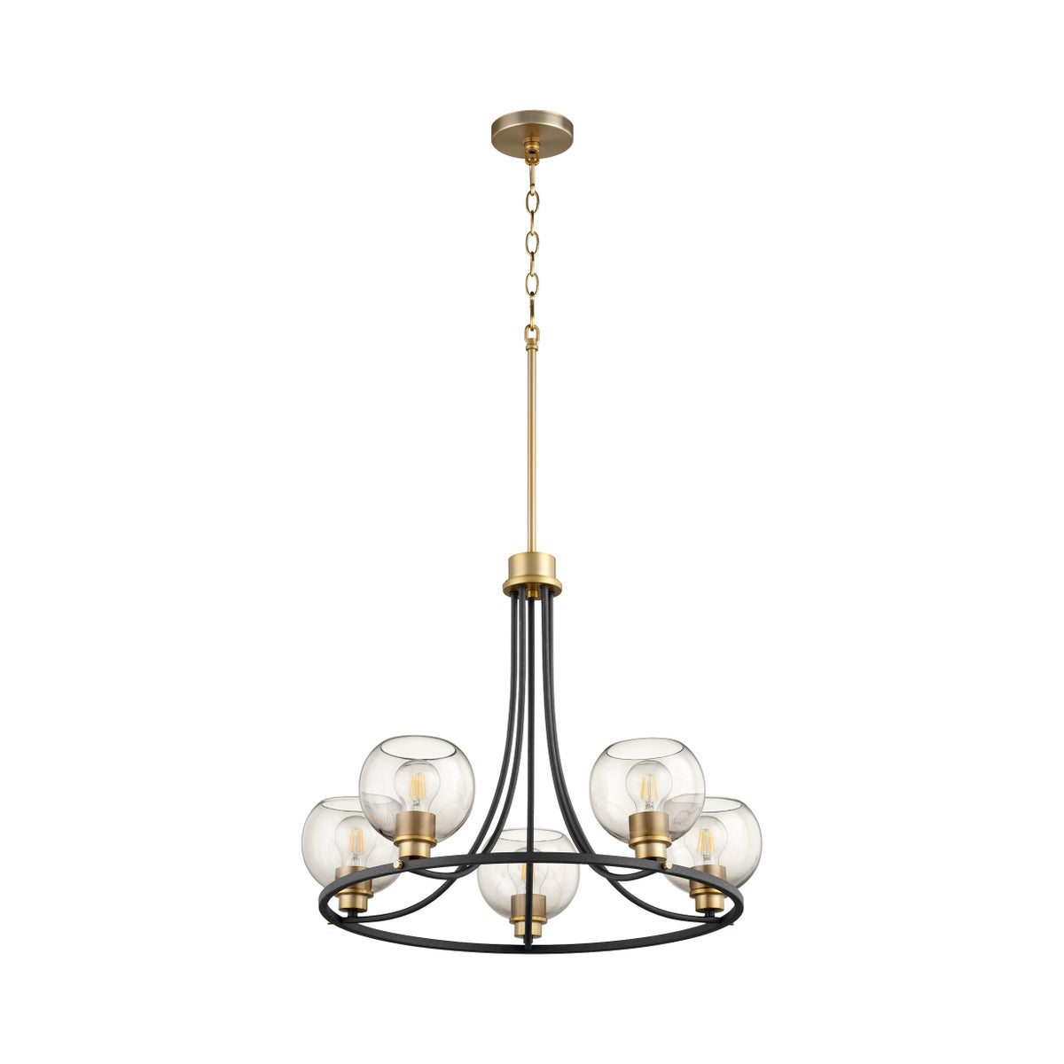 Clarion 5-Light Black/Aged Brass Chandelier