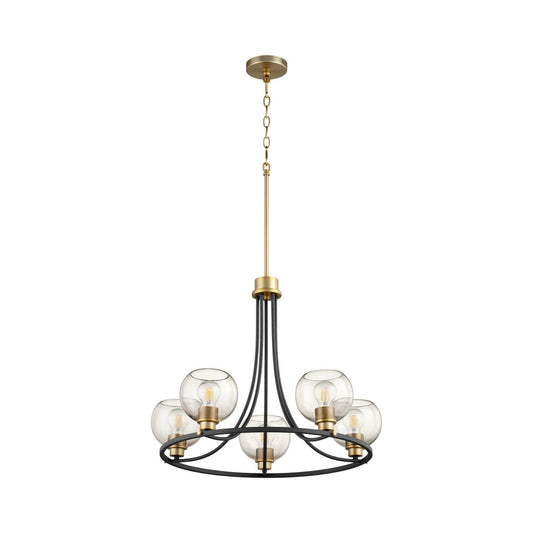 Clarion 5-Light Black/Aged Brass Chandelier