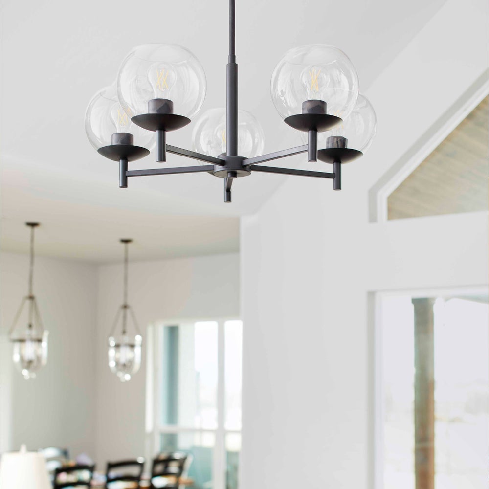 Lyon 5 Light Matte Black Chandelier