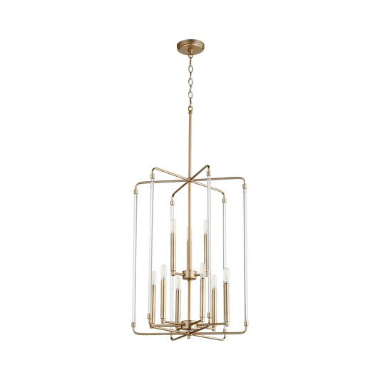 Optic 9 Light Aged Brass Pendant