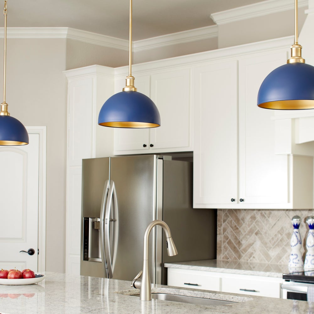 Aged Brass And Blue Transitional Pendant