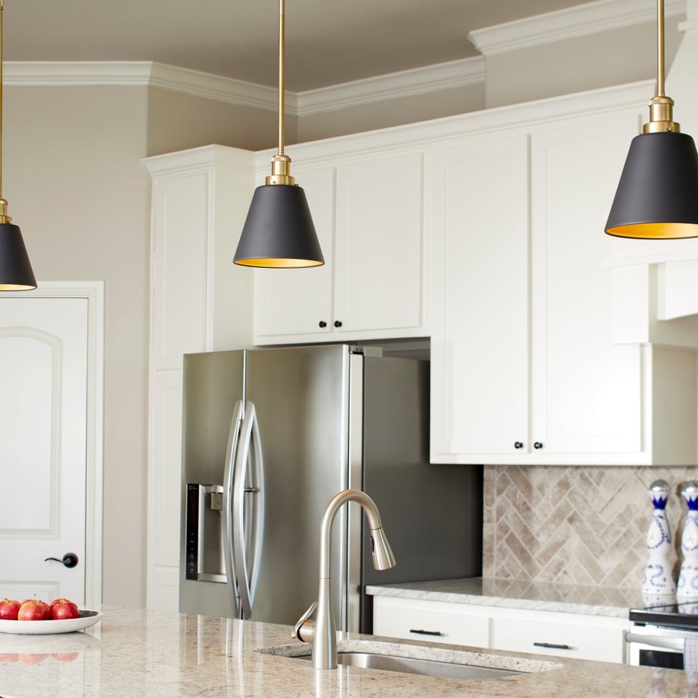 Black and Aged Brass Transitional Pendant