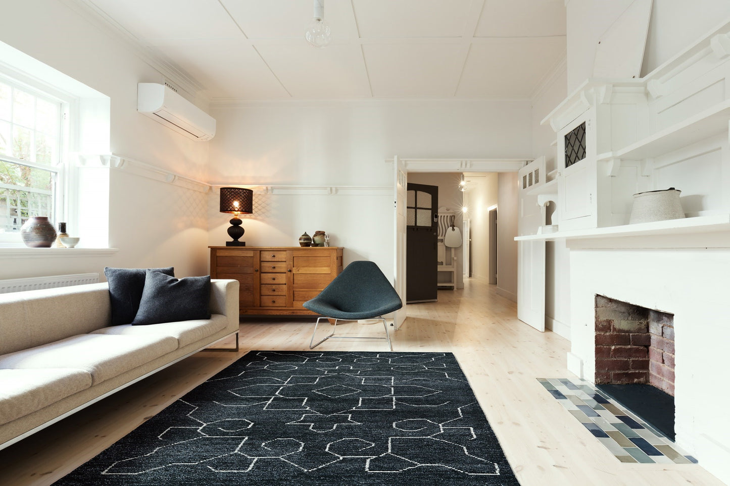 Charcoal Maze Area Rug - rug