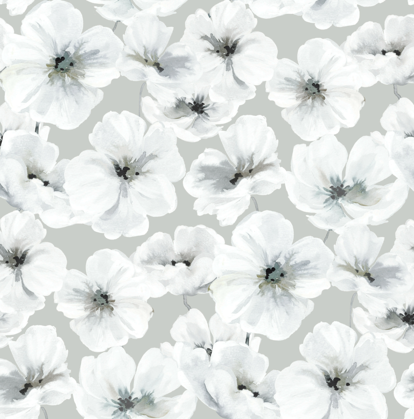 Hawthorn Blossom Wallpaper - Grey
