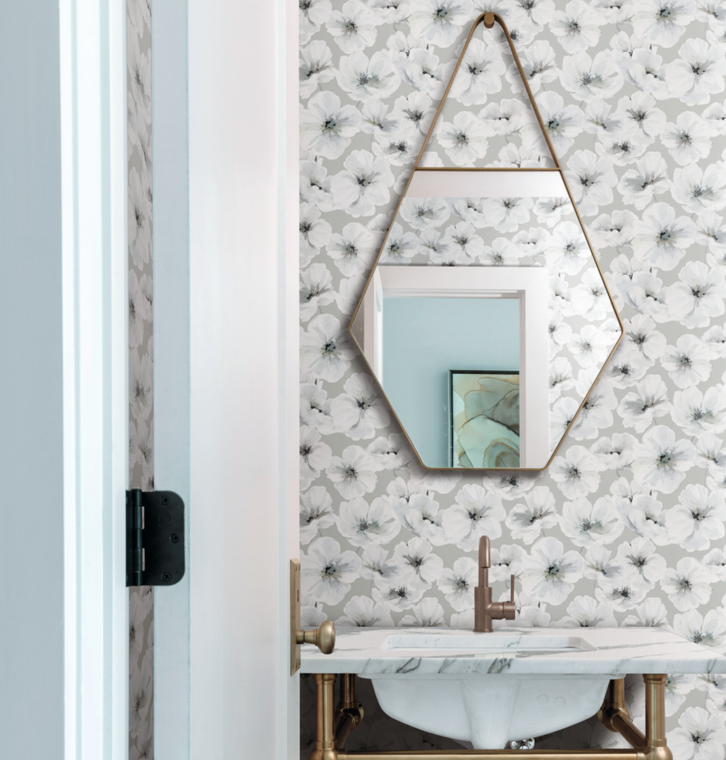 Hawthorn Blossom Wallpaper - Grey