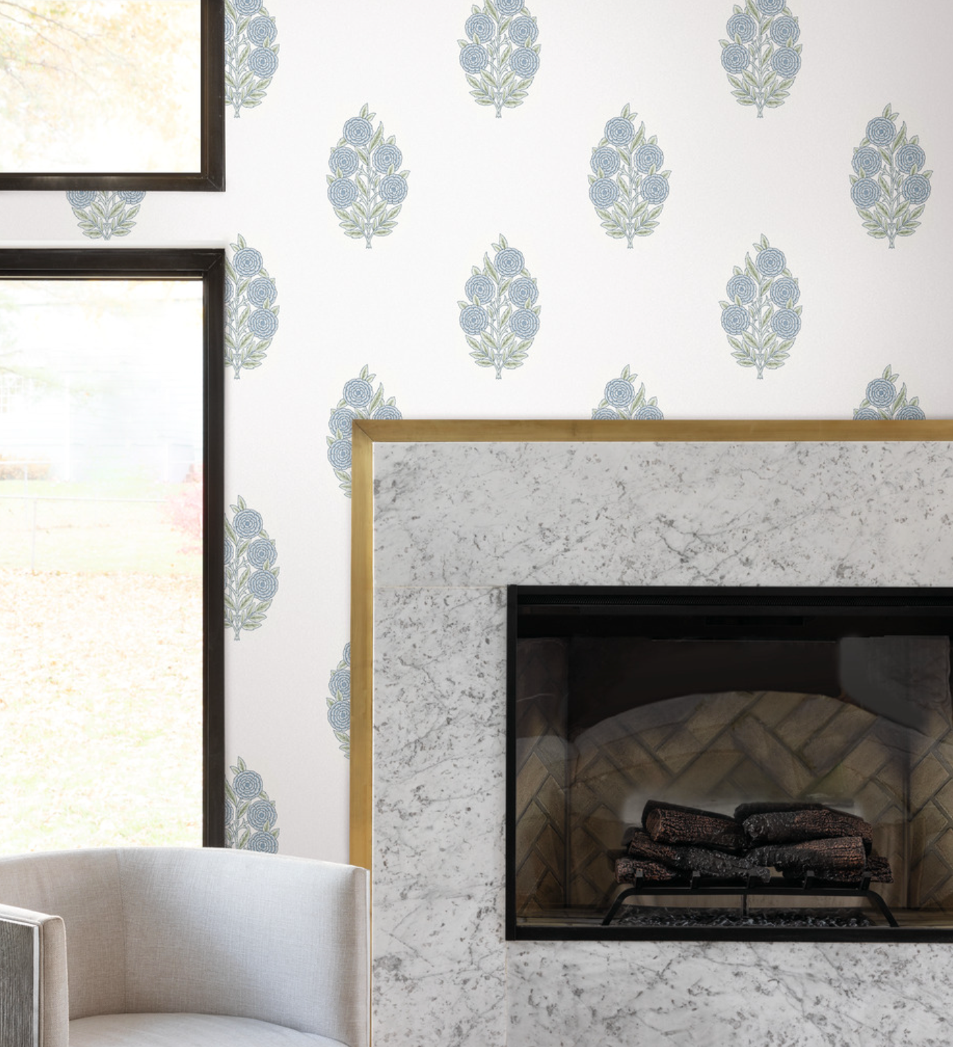 Dutch Floral Wallpaper - Blue