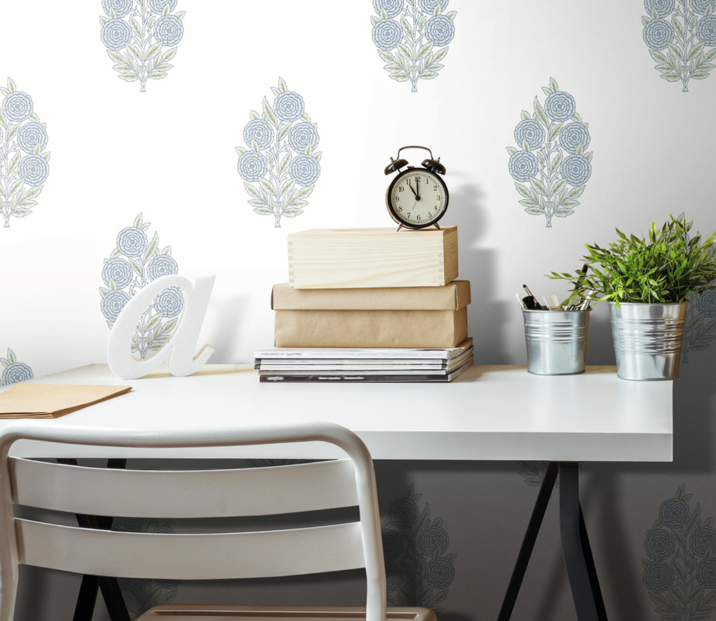 Dutch Floral Wallpaper - Blue