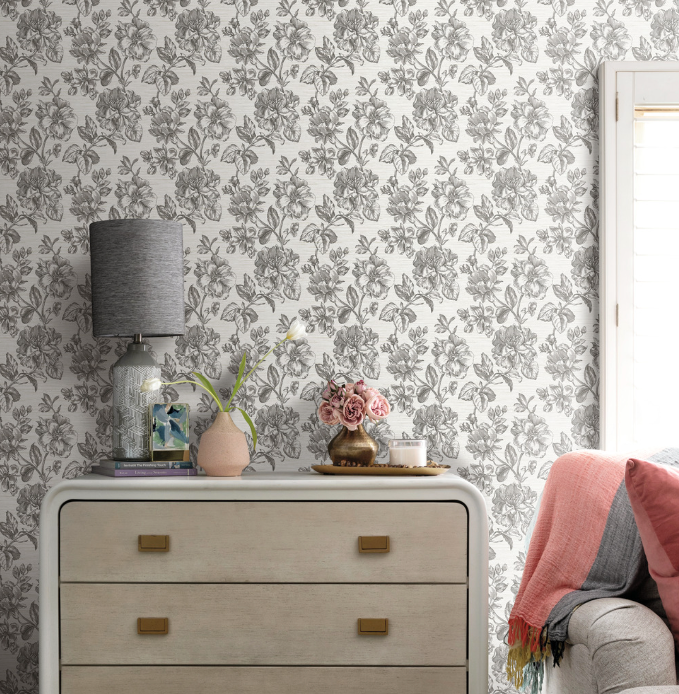 Flower Girl Wallpaper - Charcoal
