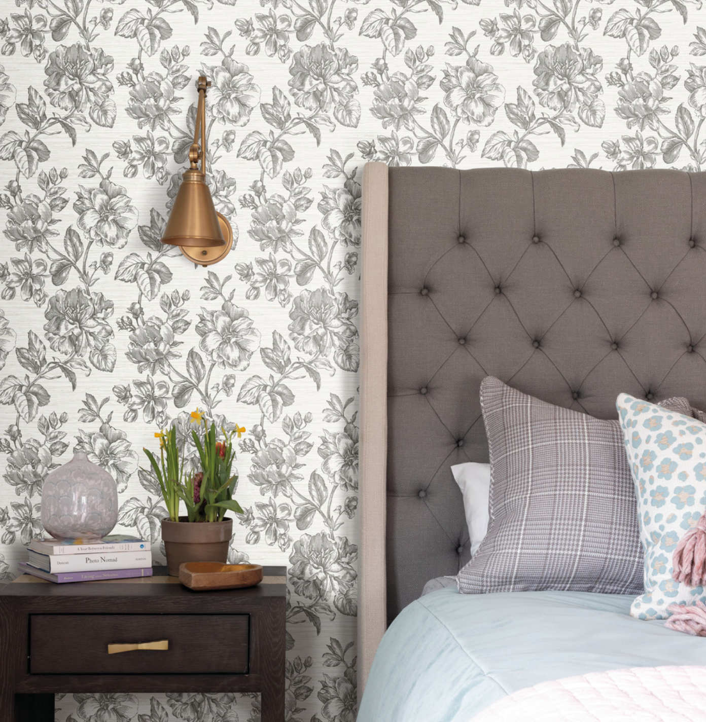 Flower Girl Wallpaper - Charcoal