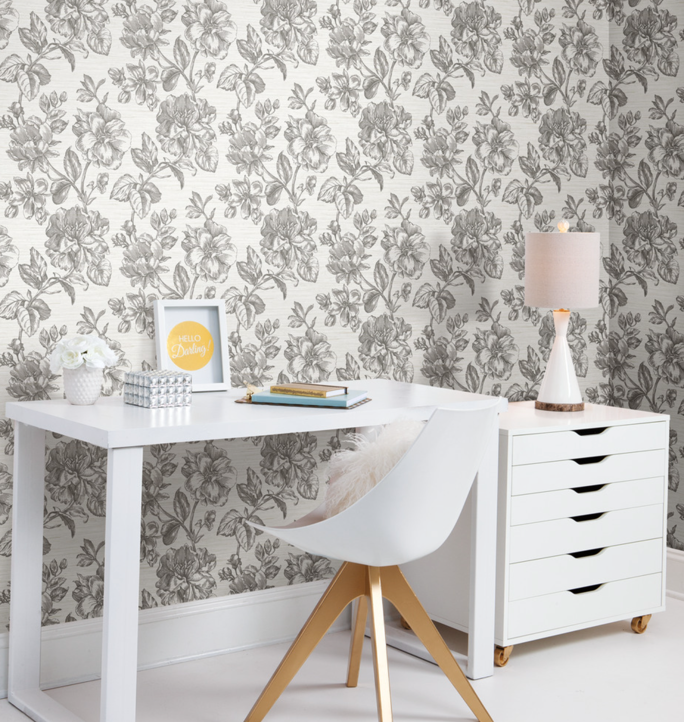 Flower Girl Wallpaper - Charcoal