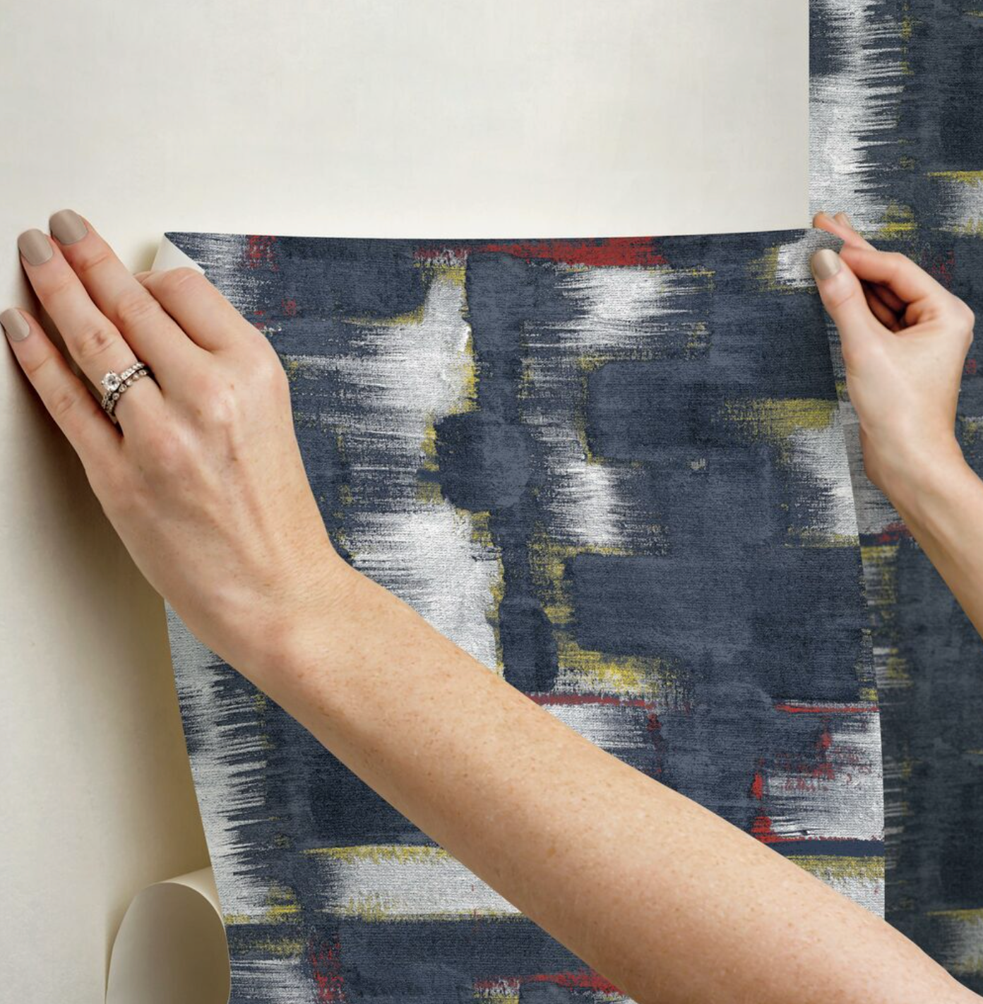 Modern Ikat Wallpaper - Navy