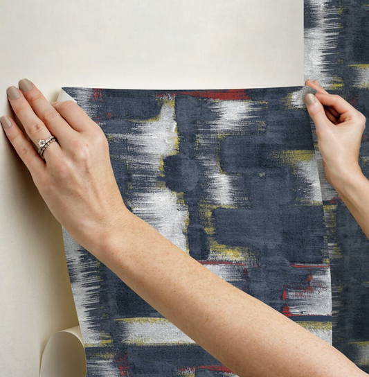 Modern Ikat Wallpaper - Navy