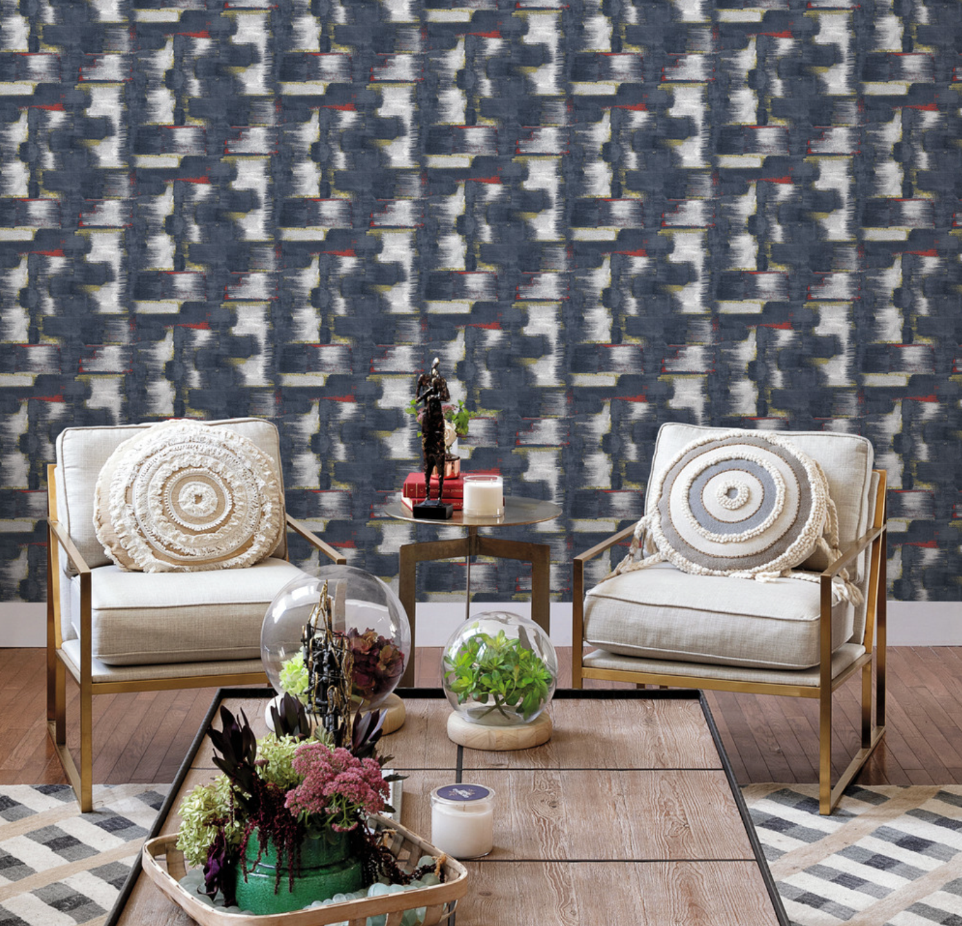 Modern Ikat Wallpaper - Navy