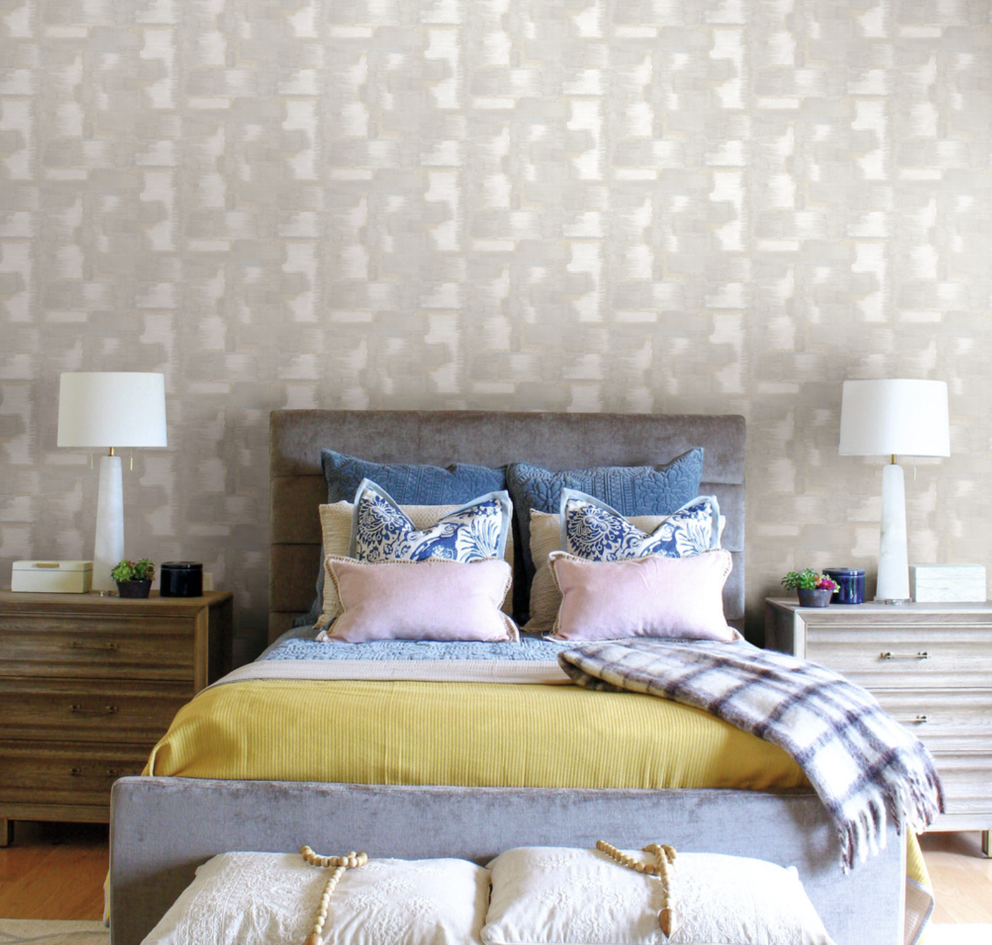 Modern Ikat Wallpaper - Grey