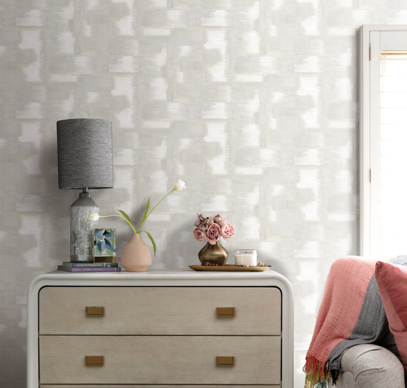 Modern Ikat Wallpaper - Grey