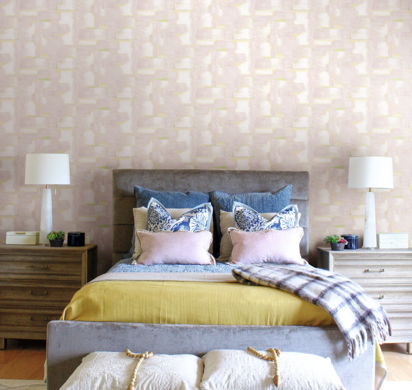Modern Ikat Wallpaper - Blush